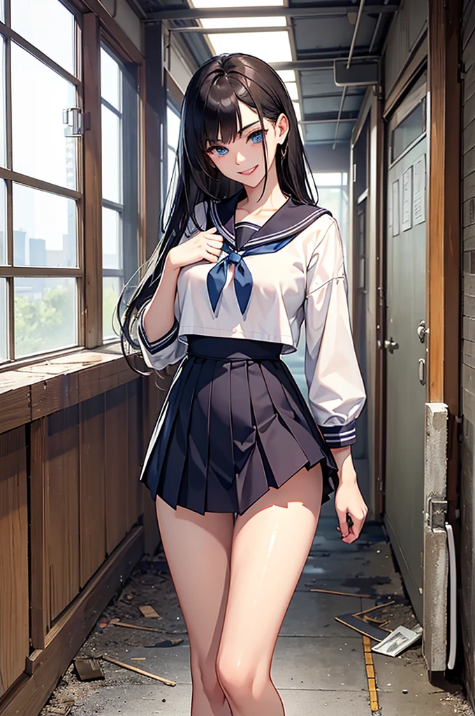 very cute and beautiful girl,(highly detailed beautiful face and eyes:1.2), solo, huge breasts, (underboob), lift shit, (((blush))), ((embarrassed)), (sailor school uniform), (navy blue pleated mini skirt:1.15), from below, crotch focus, (white panties, lift skirt, pantie shot,) (town overview), detailed landscape, black hair,(best quality,masterpiece:1.2),intricate details, extremely detailed, 8k resolution, solo, natural lighting, hair fluttering in the wind,