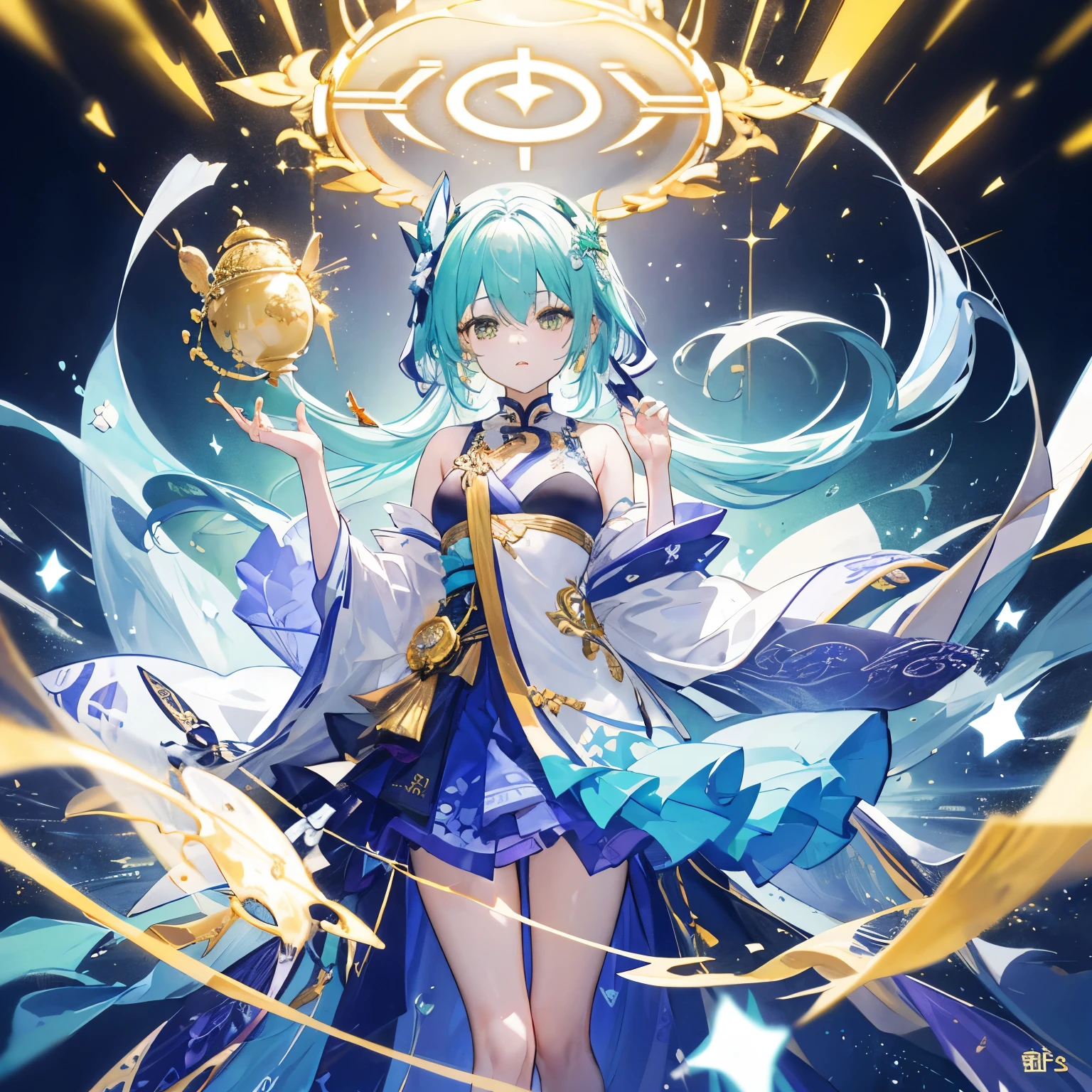 Glare,Stardust、((Night Sky))、universe、1 girl(1:2)、Age 25、universe、masterpiece, highest quality, (delicate eyes and face), Volumetric Light, Ray Tracing, Very detailed CG Unity 8k wallpaper , Hair above one eye, Blonde hair between the eyes、short hair、Light blue hair(1:2)、Looking at the audience, Seductive pose,Beautiful crystal eyes(1:1)、Show me your eyes、grin and laugh、The art style resembles an attractive anime style. About image quality, priority (highest quality, 4K, 8k, High resolution, Bodyline 1.2), Very detailed, and (Realistic, Realistic, Realistic:1.37) ,bikini、Color Bikini、Yoga poses.Ultra-fine painting, Sharp focus, Physically Based Rendering, Very detailed, Professional, Bright colors,、White shirt with a little sheer feel、Plump thighs、phblue scenery golden theme、moon、Bun Hair、((SyFyEye1))
