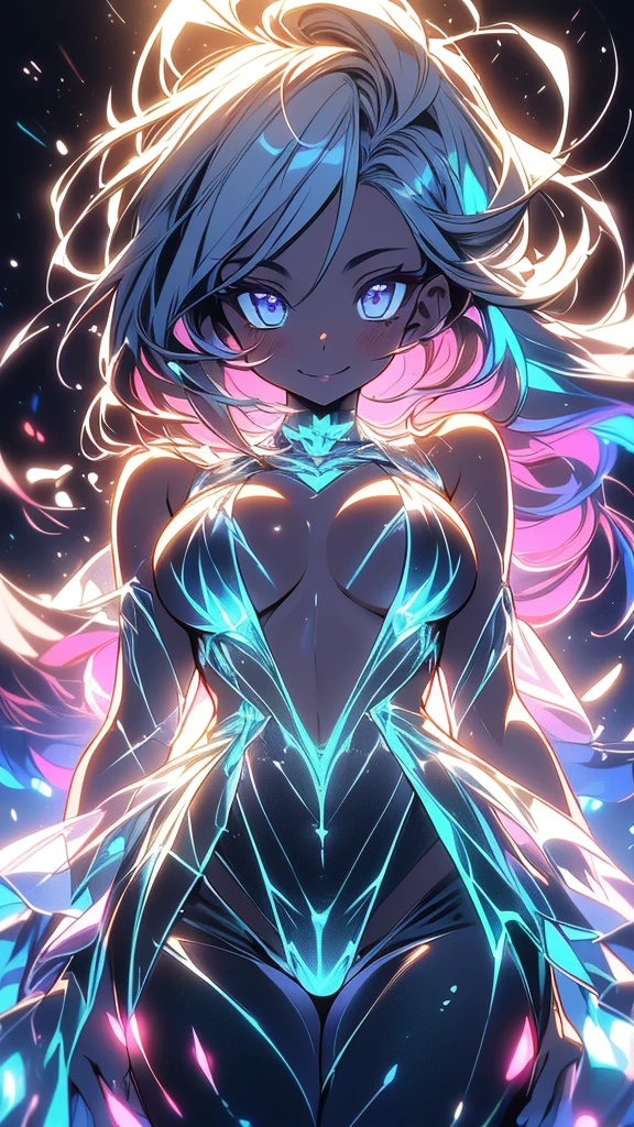 (tmasterpiece,best qualtiy:1.4),lightpainting,(Long exposure:1.2),dynamic streaks,Luminous trajectory,vivd colour,Smooth movement,Charming Patterns,Creative experimentation,(1girl),(highest details),(cowboy lens: 1.2)、dynamicposes,(gigantic cleavage breasts:1.2)