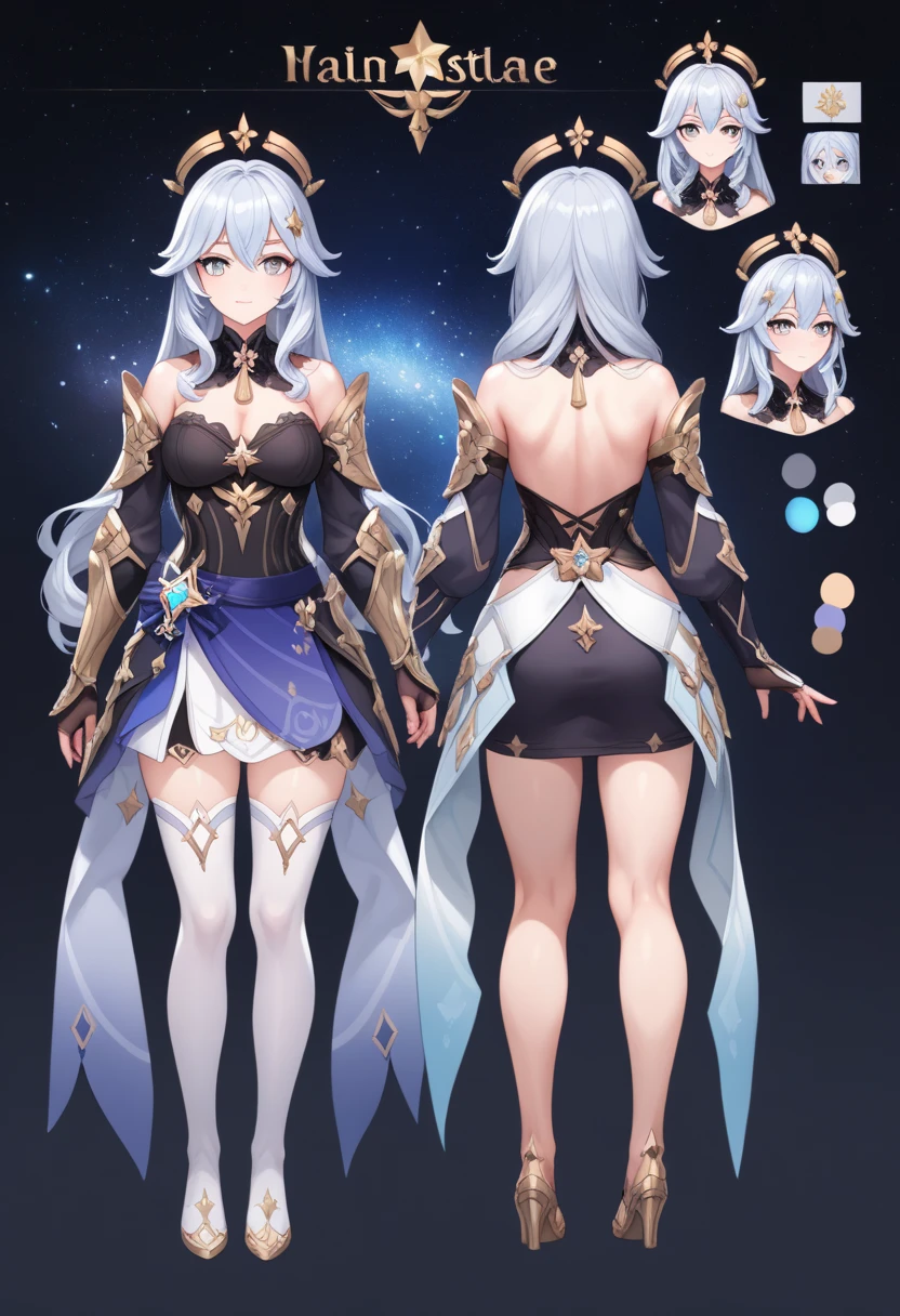 8k, best quality, masterpiece, (ultra-detailed:1.1), (high detailed skin),
<lora:shiyuan-v100:0.7:lbw=OUTALL>, shiyuan, 1girl, gloves, purple eyes, long hair, black gloves, bangs, bare shoulders, purple hair, gloves, hair ornament, ponytail,full body, 
<lora:renshe-v100:0.7:lbw=MIDD>, clothesviews, Different clothes, Dress-up display, multiple views, full body, back,from side,white background, simple background,