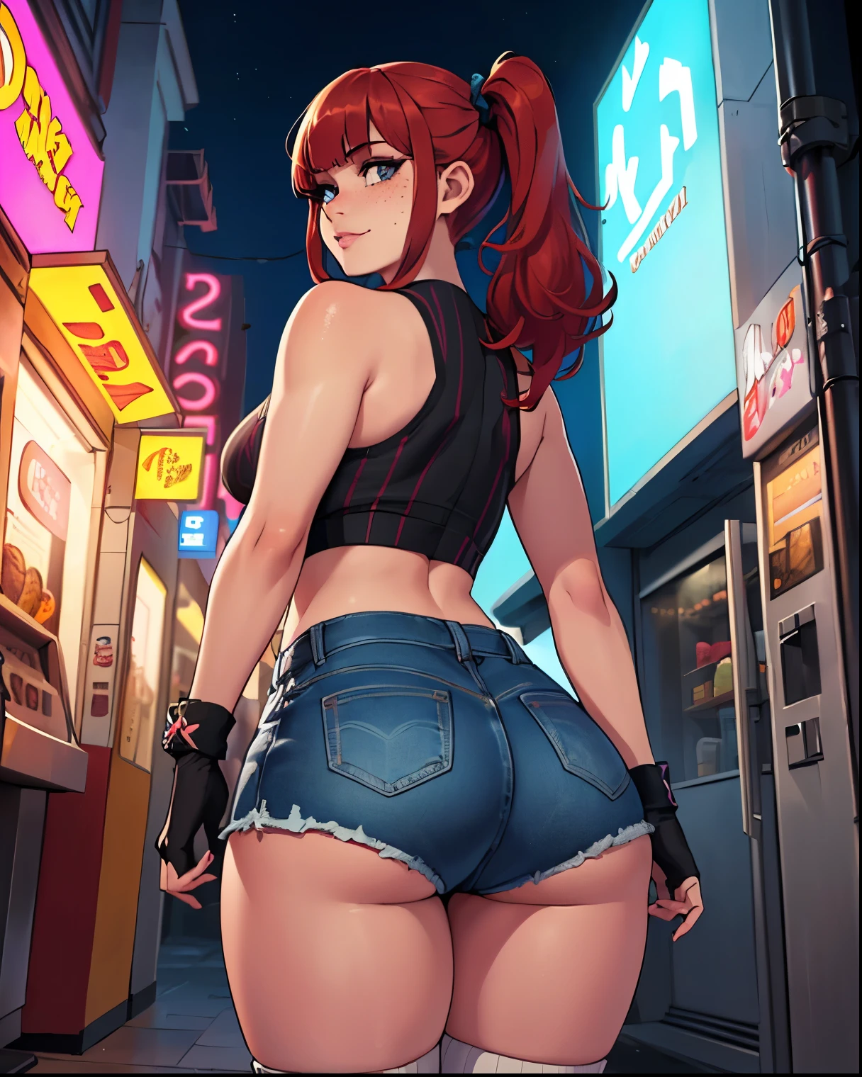 Bustling metropolis,A beautiful girl high school student,With a hat on,The Masterpiece,Light makeup,Flaming red lips,very long flowing hair。super fine details,masterece-piece,Authentic texture,Cinematic lighting realism,perfect works,8K,high-definition,Delicate facial features。Powder blue close-fitting T-shirt,skinny jeans,Pear-shaped body。Rounded buttocks,Slender little man's waist,Sexy,Vest line,fcollarbone,large bright eyes,Smooth skin,eardrop,tattooed,Short cute beautiful legs。A beautiful and delicate cherry small mouth。Perfect waist-hip ratio。Peerless looks,Beauty in the world,The country is beautiful。