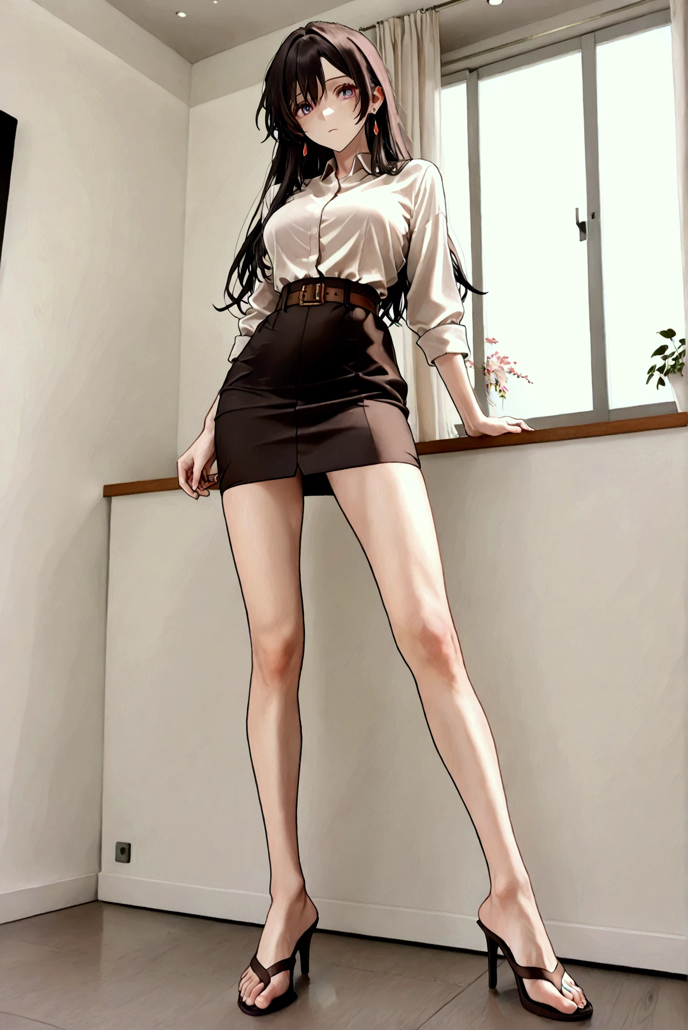 Very very thin anorexia long elongated body. very thin, and unreal long skinny legs in pantyhose heel platform. very beautiful cute face,nude