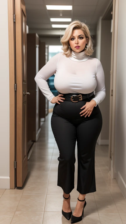 Dark-skinned_female, poitrine, gros seins, voluptueux, cuisses épaisses, hanches larges, gros cul, cul massif, dreadlocks, Haute résolution, regarder la visionneuse, pose sexuellement, serait, Regard séduisant, white top,  yeux marrons, leggings 