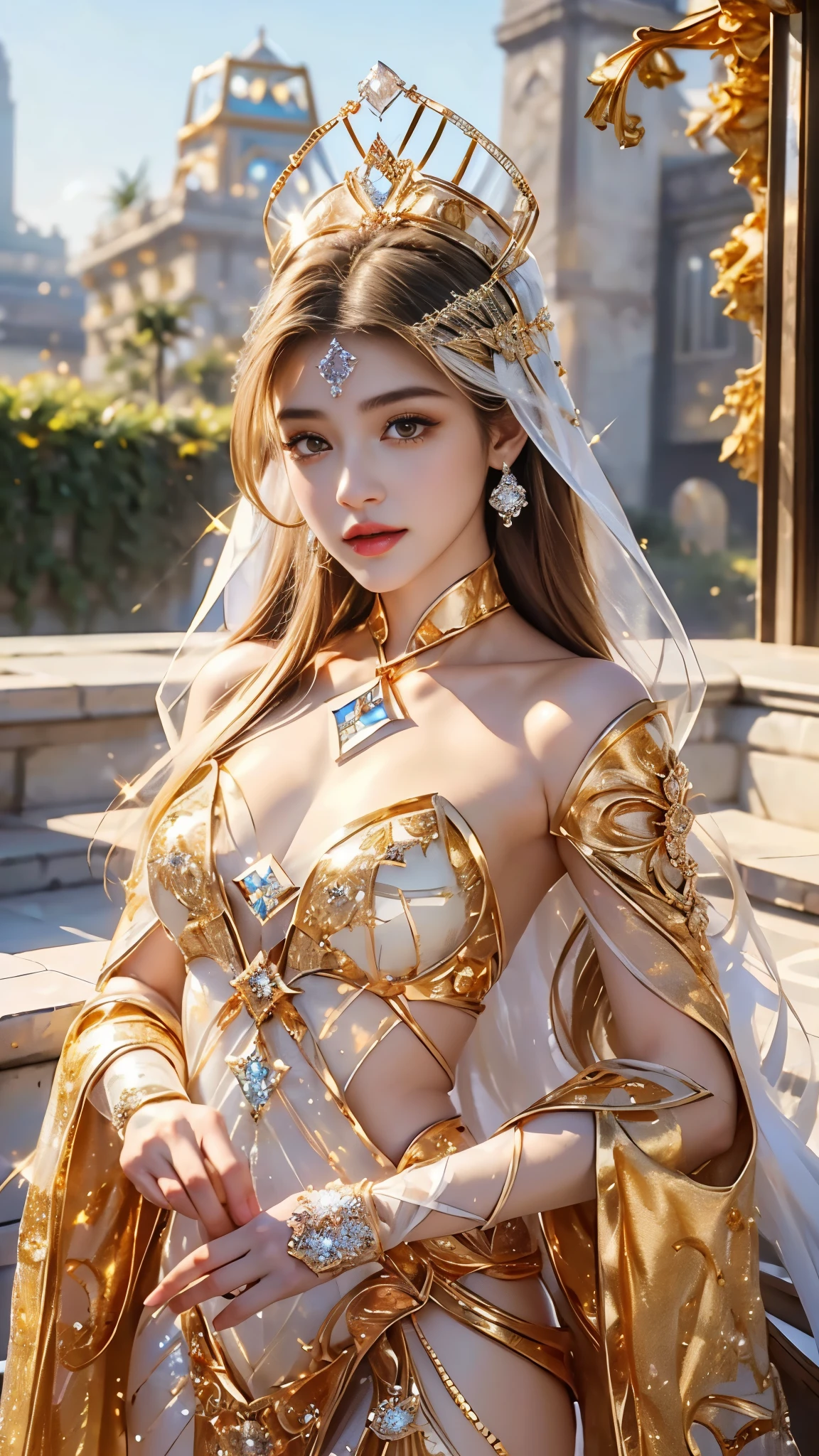 {((body painting with cleopatra style theme, Use bright colors))}, masterpiece, (best quality, ultra-detailed:1.4), (ultra high res:1.4), (sharp focus:1.3), (insanely detailed:1.3), masterpiece, best quality, 1girl, solo, (body painting:1.4), street wall background, looking at viewer, (F-cup sagging breasts), photography lighting, Model, fair skin, painting on fair skin, Large area body painting, ((Areolas painted:1.4)), fair skin, small areolas, from above