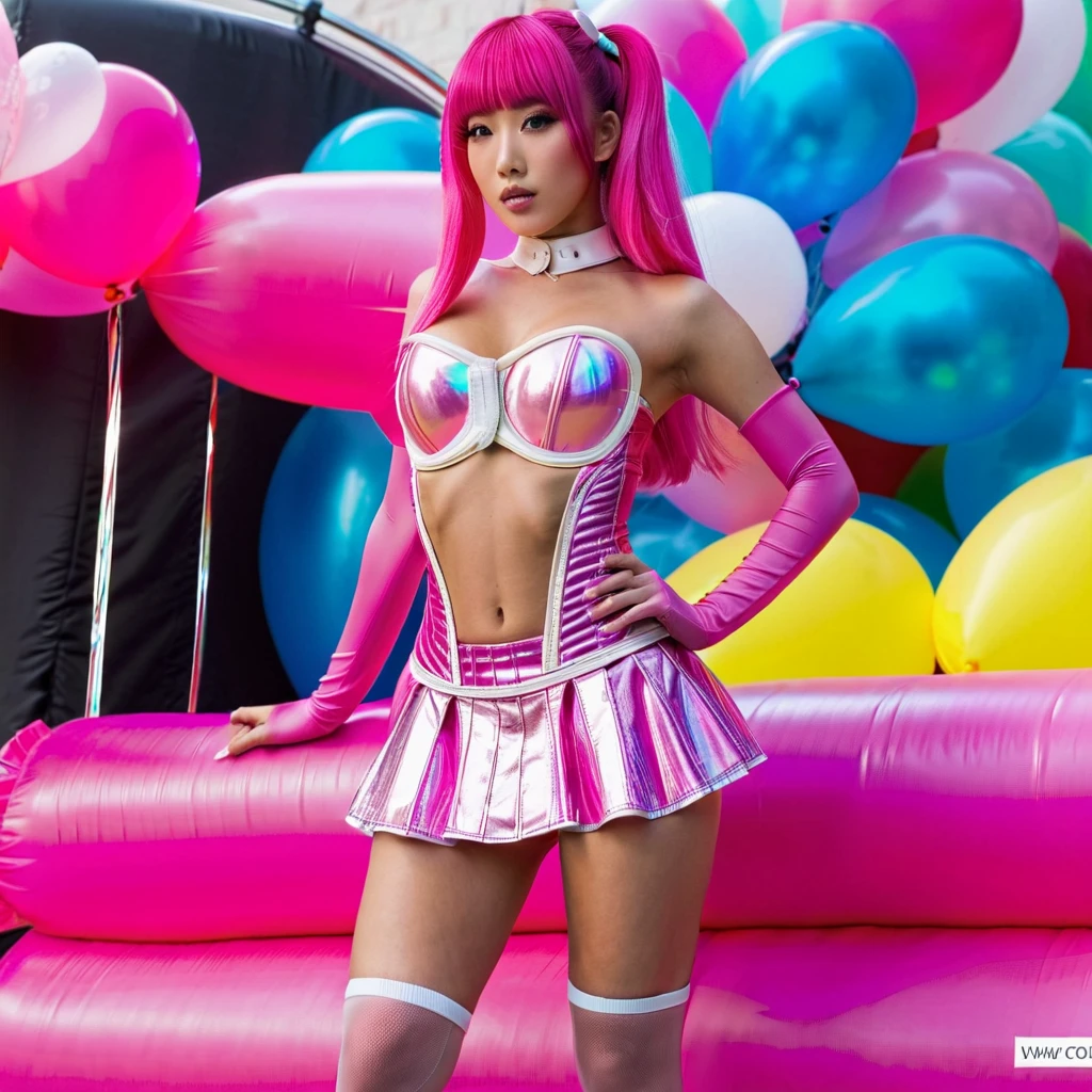 Yui, One Girl, , (Multicolored Hair:1.36),(Multicolored clothing:1.36), Cyberpunk 2077, Analog Style, Female Pervert, (Neon lights shine with the city in the background:1.1), Bright colors, View the viewer, Mischievous Smile, Symmetrymeter, middle, Big Plans, woman, Sports competition, fit, Mini Dress, Excited, They're laughing, glowsticks, Disco, golden outline, [(Colorful explosion psychedelic paint colors:1.1)::0.125], Iridescent, chromatic aberration, Studio Lighting, Bright light, Glowing Skin, Realistic body proportions, Realist, PhotoRealista, 8k, Very detailed, Laser Light,fruit flavored, (Pit Bimbo:0.5), shine, Sexy,pixel world