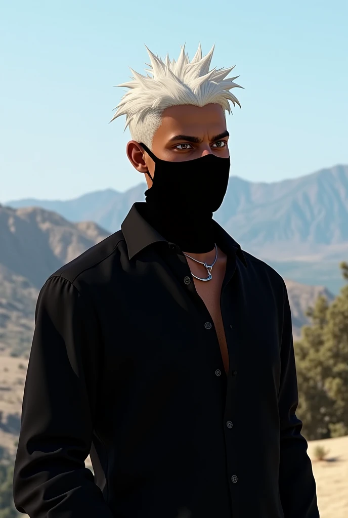 Realistic, sport thugger, scarf arnoud his neck, swhirtless, tatto on chest, mask, sweat pants, cool skeakers, afected training groind, in the hooh