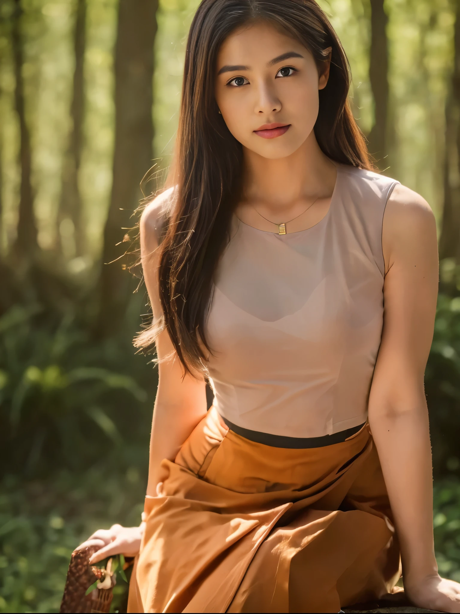 ((Best Quality, 8k, Masterpiece:1.3))), Crisp Focus: 1.2, (Beautiful Woman with Perfect Figure: 1.4) , wearing ninja mask, Burmese girl,all fours down, ,((Myanmar Teacher And Student Outfit, wearing acmm Pale Orange top,wearing acmm dark red colour long skirt, ))beside view,In the forest background ,film effect 、best position,best composition, perspective view, ultra wide view,(best quality,4K,8K,highres,masterpiece:1.2),ultra-detailed,(realistic,photorealistic,photo-realistic:1.37),HDR,studio lighting,sharp focus,