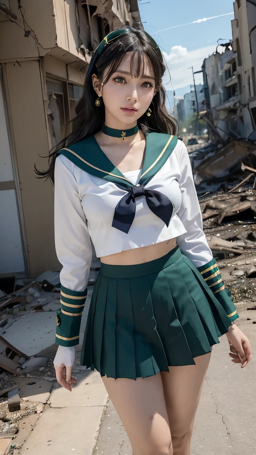 Actual Photoasterpiece、3d、Realistic、17 years old、Ultra-microphotography、Detailed and of the highest quality、Ultra-detailed CG Unity 8k wallpaper、full:1.3、stand、From below、White pantiesを見せる、Intricate details、(1 female,housewife)、17 years old、Dynamic English、((A gorgeous golden tiara on her forehead:1.4、Metallic green pleated mini skirt:1.2、Praying Miniskirt:1.3、Huge red bow on the chest:1.2、Black gloves on elbows:1.1、big black collar、Green sailor collar、Red brooch))、(Red eyes,Setuna Myoo Hair_good, Hot Wind of the Underworld)、(Sailor 冥王星 Single Hairpan Tiara Sailor Warrior Uniforms Skirt Gloves),((シングルponytail)),Luxurious gold decoration, Incredibly long dark green hair:1.2、Shiny beautifull straight long dark green hair,:1.2、Sailor Pluto's Uniform, (Sailor Warrior Uniforms、Exposing the upper arm:1.2、Sleeveless,Luxurious gold decorationが施された長い白いラテックス手袋:1.3、Very large pink ribbon on the back of the waist,:1.1、Green choker、 The cleavage is sexy and boldly large.、gold ring earrings,Shiny black long knee-high boots with luxurious gold embellishments)、(Ultra-thin, glossy white holographic leather for a snug fit:1.3,Bold sexy slender white high leg gravette swimsuit)、staff, Holding_staff, Key chain accessories at waist,((Preparing for battle))、Has a giant key wand, ((Dark Skin:1.2,Captivating smile、Very cute face、Facial details:1.5、bright Red eyes、A beautifull face、beautidfull eyes、Shining Eyes、Thin lips:1.3、Thin, sharp, pale eyebrows,、Long and thick eyelashes、Double eyelashes))、Gorgeous giant white winged muscle:1.2、 Small and perfectly proportioned、Big breasts and small waist、Big Ass,Sexy model posing、毛穴が目stand、Perfect hands:1.l imYear quality、Realistic、Beautiful woman、Beautiful thighs、Beautiful Face、real imYear、Federal Army Uniform Miniskirt、ponytail、Yuriko Yoshitaka、16Year日本人女性、Zuo々Ki Nozomi:1.4、pretty girl、Pink Pantiesが見える、16Year、(White panties:1.3)、Ultra mini skirt、Beautiful thighs、Pink Panties、赤いミニスカートがめくれてPink Pantiesが見えてる