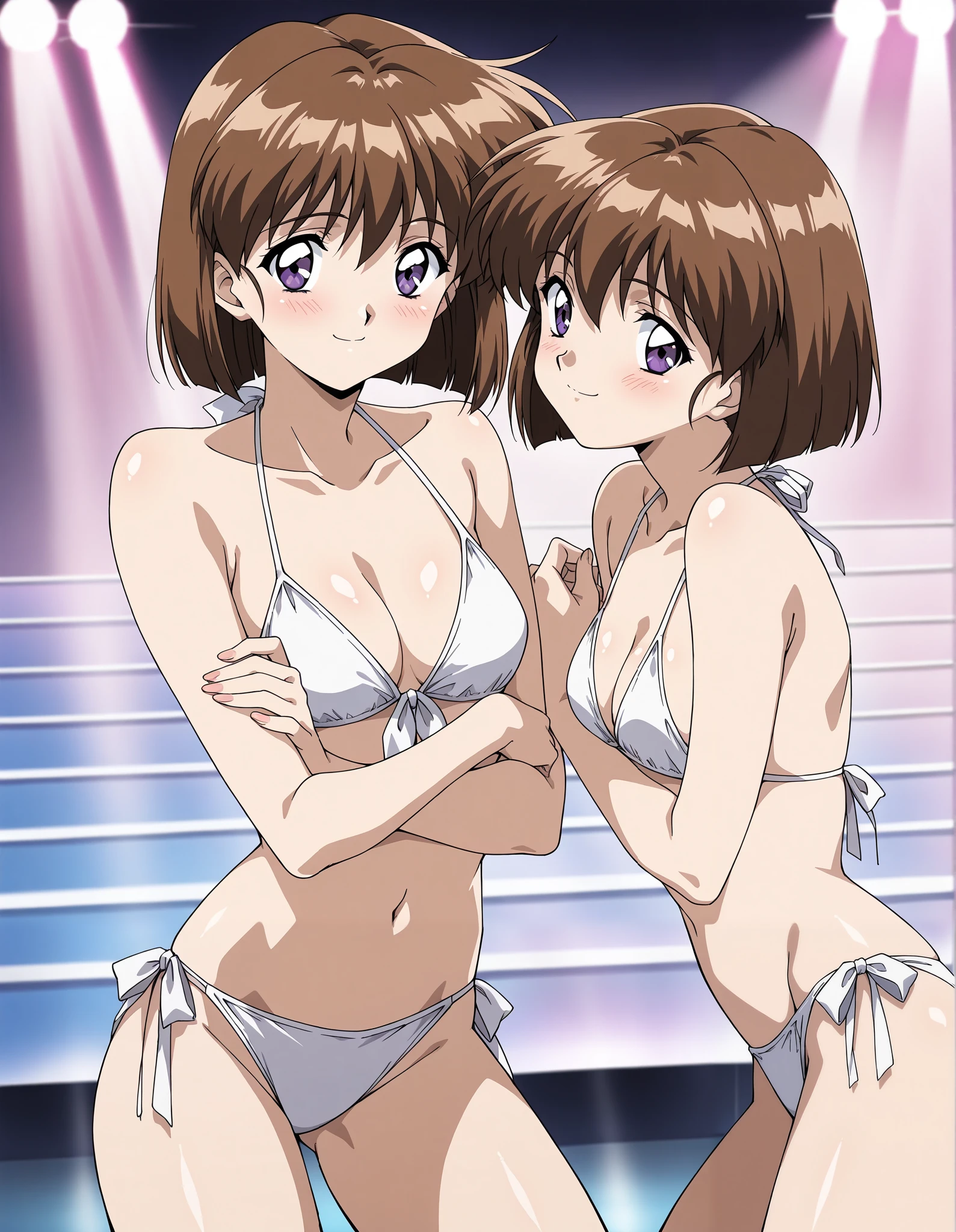 1girls, masterpiece, highest quality, disorganized, retro artstyle, 1980s \(style\)))), look viewer, (((full nude))), (Madoka Ayukawa, long hair, full nude), (((fll nude))), knee shot, full blush, (((no Panties))),, Take a look here, (((nsfw))), view audience, short hair, 2girls, nsfw, Genitals are visible, (((See here))), nsfw, (Japanese girl showing off genitals:1.1), look viewer, from below, (((a girl, Flying in the air in a naked, from the knees up, overlooking the cityscape below,))),