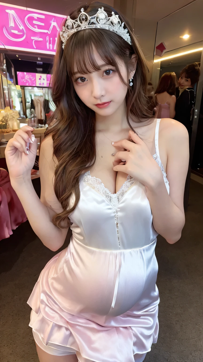 Beautiful woman with perfect body:1.4,Layered Hairstyle,Prominent cleavage,Highly detailed face and skin textures,Double eyelids,Skin Whitening,Long hair,Whitened long legs,Improved hollow dress,Sexy goddess