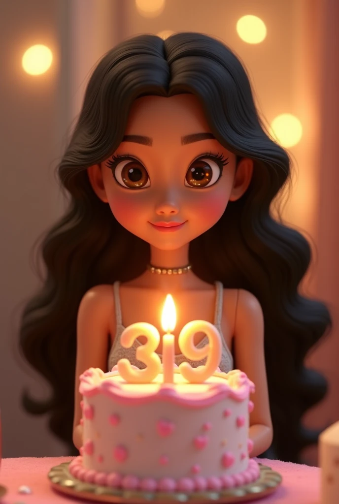 Le nom " ÉMELINE" est d'un gâteau d'anniversaire multicolore et magnifique avec le texte "18 ans" audessus et au milieu du gâteau. Le gâteau est posé sur une table en verre et le texte "27 Octobre 2006 " est sur cette table et au centre . tout autour se trouve une jolie fille togolaise de 18 ans celebrant un anniversaire.