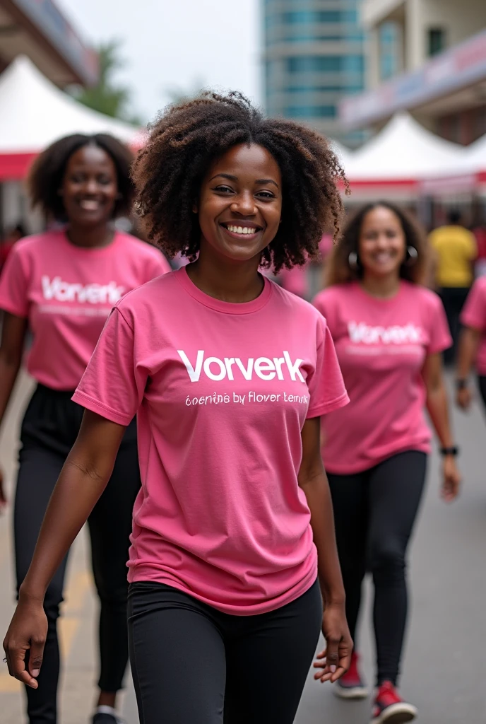 ONE GIRL. best quality, ultra-detailed, hyper realistic, 8k, full body shot, 23 years old, Nigerian beautiful girl, round shaped face, dark black skin, highly detailed skin with blemishes, ebony, dark natural afro hair, fit athletic figure, full body, big natural E cup breasts, big butt, wide hips, wearing a sexy shirt, loose long skirt, cleavage, smiling, in the park, nhentai logo