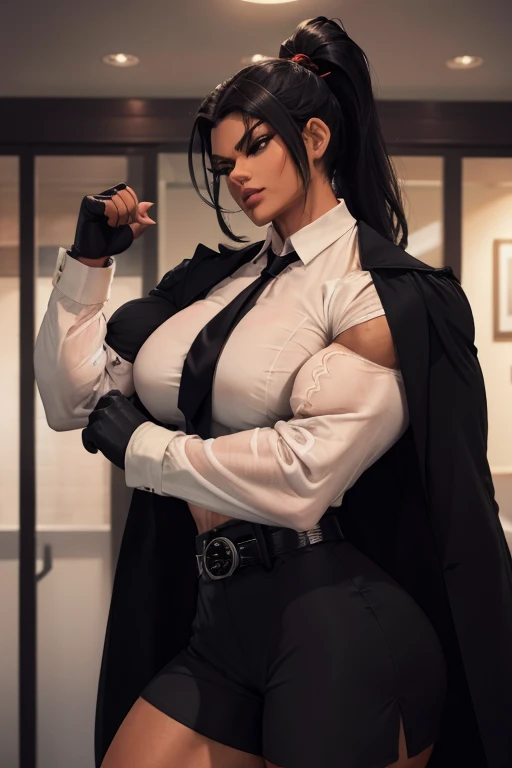 Jessica Jones Marvel, super strong, muscular, ABS, 35mm lens, photography, ultra details, HDR, UHD,8K, wearing black panties, topless, covering breasts with her own hands