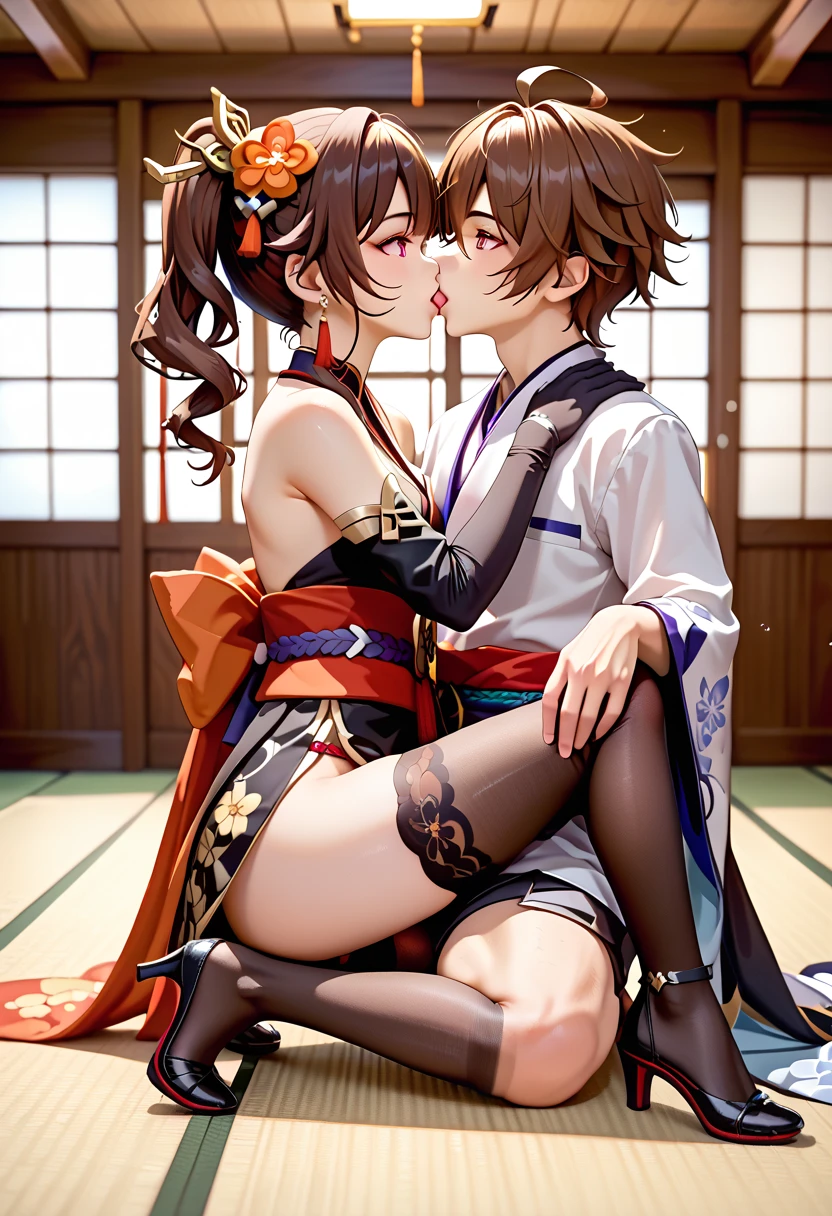 NSFW,masterpiece,Highest quality,High resolution,Super detailed,Nekone \(Utawarerumono\),Brown Hair、(Red Eye:1.3)、ribbon,Twin tails、ヘアribbon、Mole、目の下のMole,Small breasts,High-quality Japanese clothing,Mini Dress,(first round),blush,(Ecstasy face),Estrus,I feel,(Princess),(Lady),(Sex slave),Brothel at night,Japanese-style room,(Having sex),(Squirting),(Trembling),(heart),(Falling into Pleasure),Give in,(Cuckold),From the side