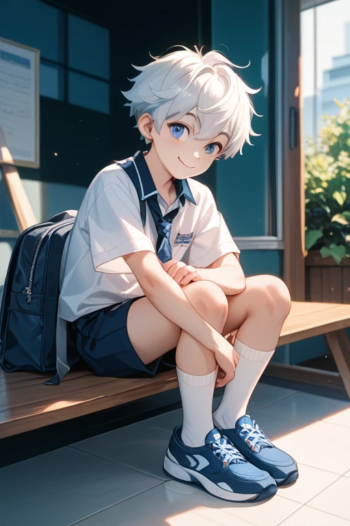 High school handsome boy sunshine white socks and white shoes