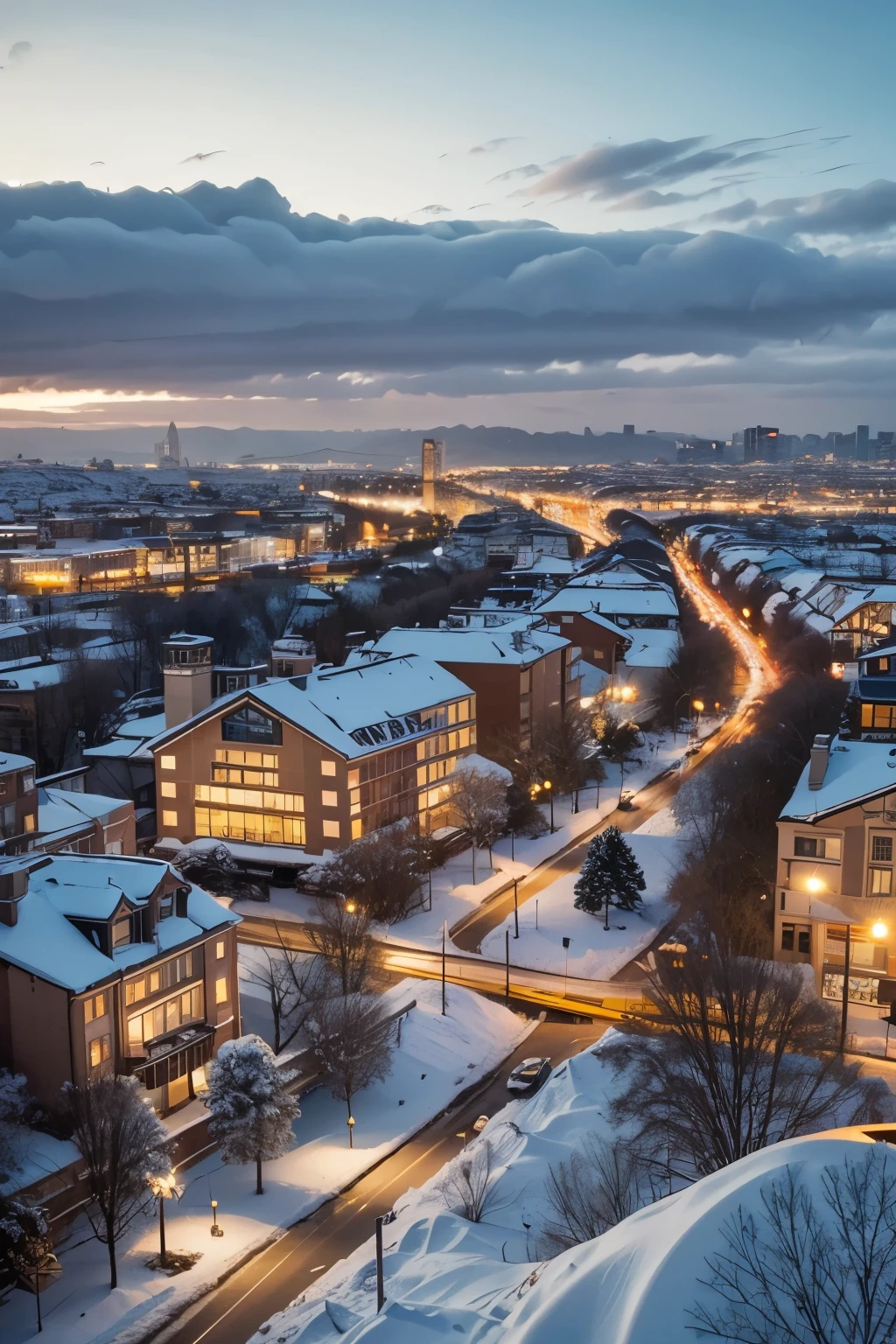 a beautiful winter city landscape