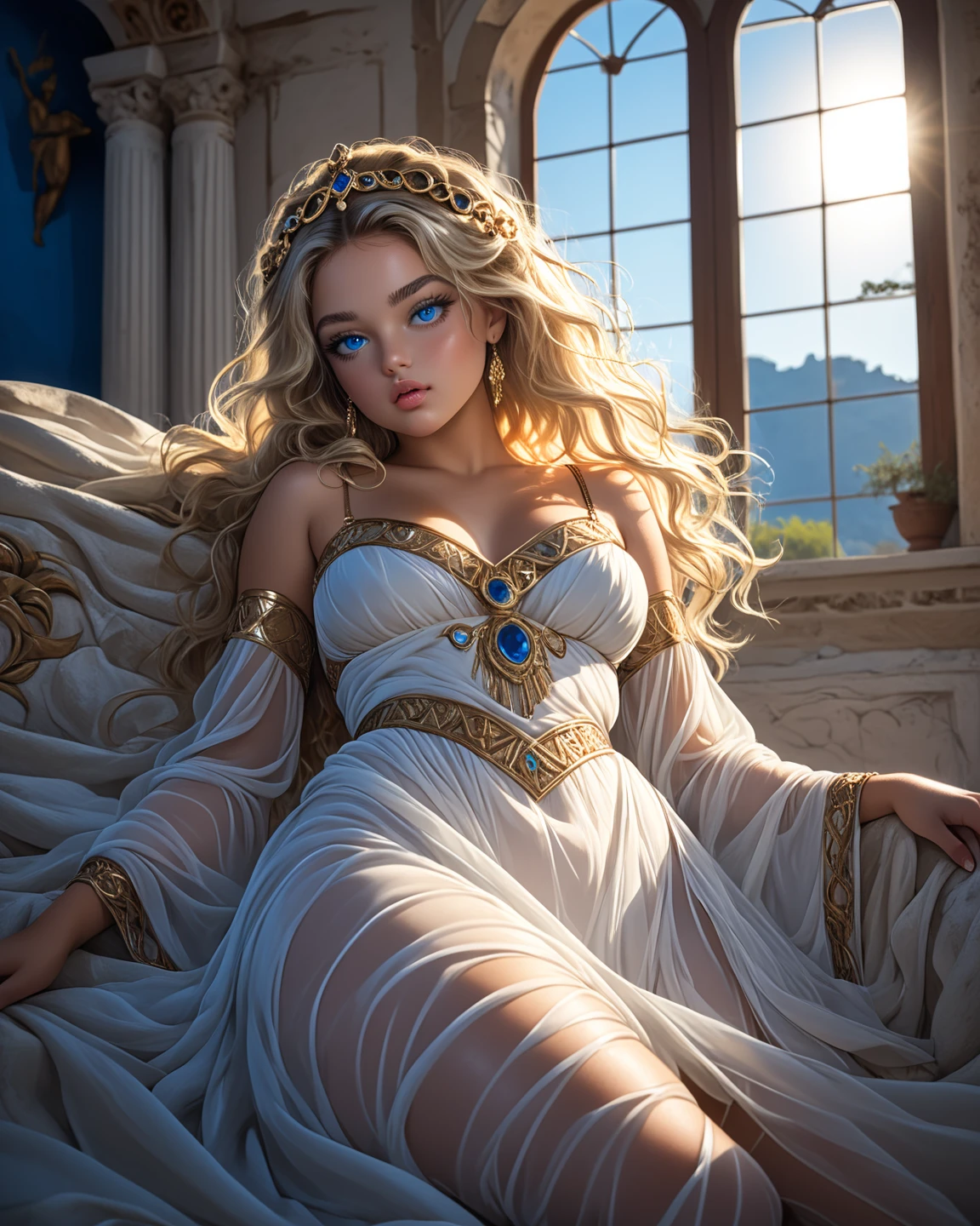 1 Mom with big boobs in a bekini an a bed, UHD, masterpiece, ccurate, anatomically correct, high quality, high details, super detail, textured skin, best quality, highres, 8k