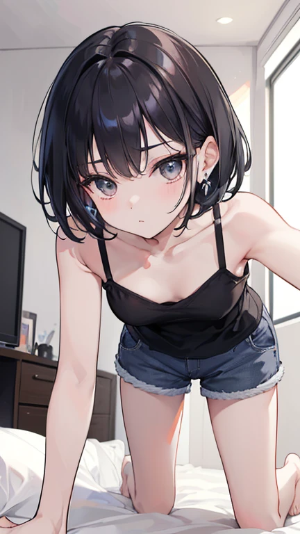 (((close up ass))), (I look up at the girls from the ground)、((A girl straddles a boy and makes him ejaculate))、((A seductive wicked smile)), Yui、low length、(thin)、(( girl))、(Bright white skin), (((child girl)))、Brown Hair、Messy hairstyle、(Forehead)、、Grey Eyes、Squint your eyes、white Cropped tank top、(covered nipples), ((Angle from below:1.5)), ((Black tight mini skirt))、belly button、(Thighs), White panties, crotch、(garter belt)、(Angle from the bottom of the girl), ((Girl squeezes me with her crotch))、Open your legs a little、((Crouching on top of a boy)), In the classroom of an elementary school、A girl on top, ((girl grabbing boys penis)), 1boy, boy is lying, (penis), The boy is exposing his crotch、((handjob))、