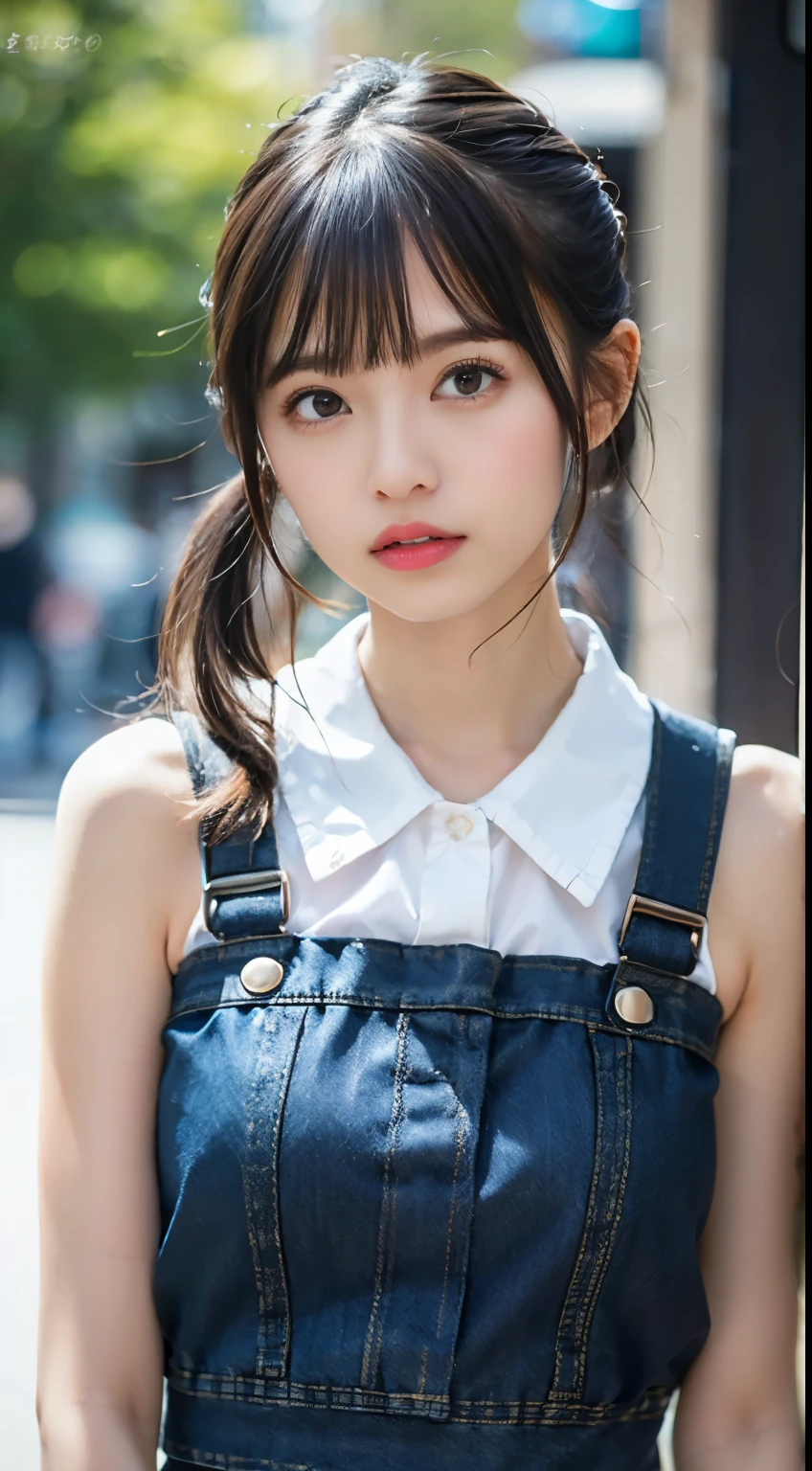 masutepiece, Best Quality, 8K, 10yaers old, , Raw photo, absurderes, award winning portrait, Smile, Solo, (Night:1.8), Idol face, violaceaess, Delicate girl, Upper body, Digital SLR, Looking at Viewer, Candid, Sophisticated,Thin arms, Professional Lighting, Film grain, chromatic abberation, (Eyes and faces with detailed:1.0), (Bokeh:1.1) , (pinafore:1.1) , closes mouth
