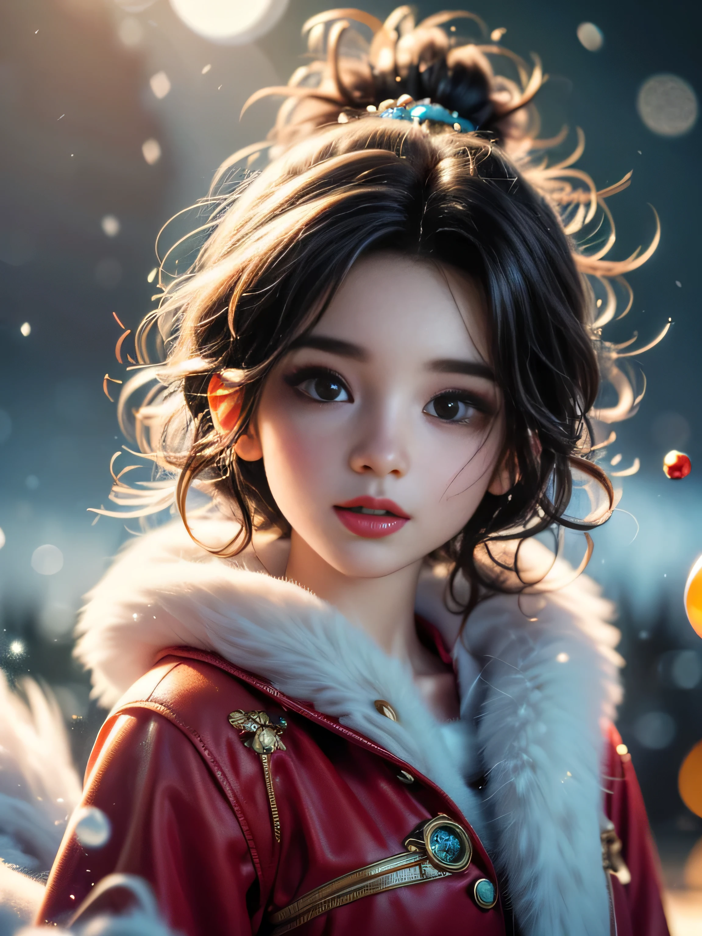 (Best Quality, Super Detail, Masterpiece, Representative Work, Official Art, Professional, Super Detail, 8k:1.3) (Photorealistic:1.2), Adorable White Monster with round eyes, dressed in a Santa Claus costume, Licking a Lollipop, Winter, Christmas, night, Natural lighting, Soft background, Photorealistic, Shining eyes, Sharp focus, Sweet and mischievous look, Hint of mischief, Dreamy atmosphere, Delicate details, soft volumetric light, (backlight:1.3), (cinematic:1.2), intricate details, (ArtStation:1.3)