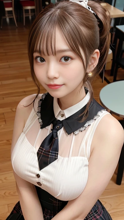 (Zoom aside),Armpit pose,Big Breasts,Highest quality, masterpiece,8k, Ultra-high resolution, (Realistic: 1.4), RAW Photos, Dynamic pose,Brown Hair,((uniform)),young,1 girl, Glowing Skin, classroom, Dramatic lighting, whole body, high school girl,（underwear）