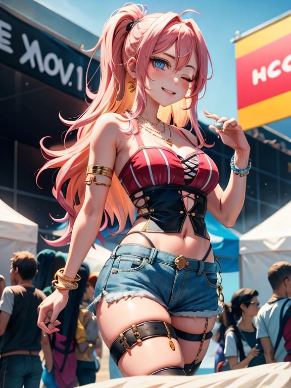 ((Masterpiece, Best Quality)), (1 Girl), (()), Light Pink Hair, Haro, (((OL)), Bangs, Medium, (Big), Slim, Smile, Wide Hips]], Office, Standing, , Is \(Blue Archive \), --auto