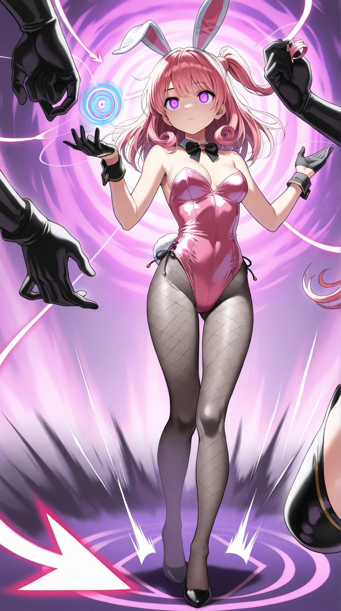 cute, sexy, naked, anime, girl, pink hair, ponytail, stripper, pole, bunny ears, fishnet leggings, hot, whore, slut, prostitute,