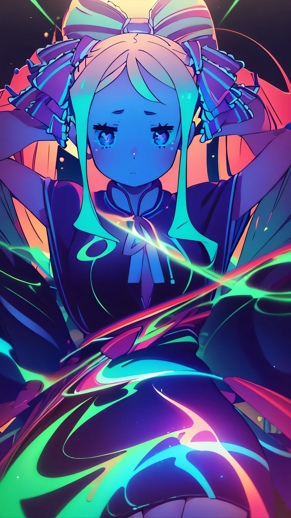 (best quality,4k,8k,highres,HDR:1.2), beatrice, ,ultra-detailed,psychedelic,light effects,uv,uv active,colourful,Goa party,women,lsd