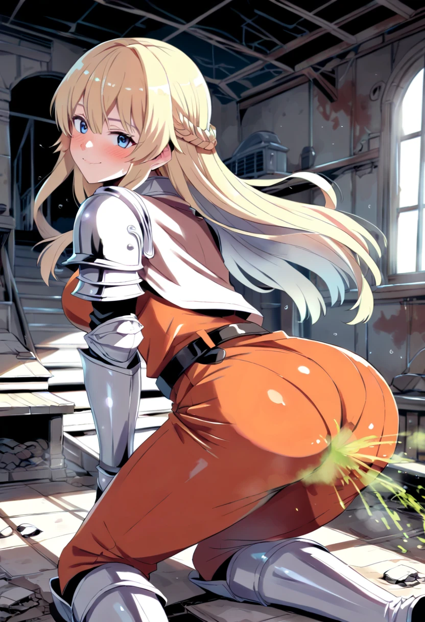 best quality, official art, masterpiece, textile shading, HDR, very detailed, colorful, best details, fantasy, battle suit,1 female, 25 years old, best quality, official art, masterpiece, textile shading, HDR, very detailed, colorful, best details, fantasy, battle suit,1 female, 25 years old, standing on stairs,A castle town with an old castle view, sunny,choppy hair, big breast, skinny,Surrounded by a large crowd:1.9、Confetti flutters、Blessed、Being welcomed:1.5、cameltoe:1.3, looking back, ground level shot:1.9,(Nude:1.3, stick out butt:1.3), (show your butt hole:1.3)