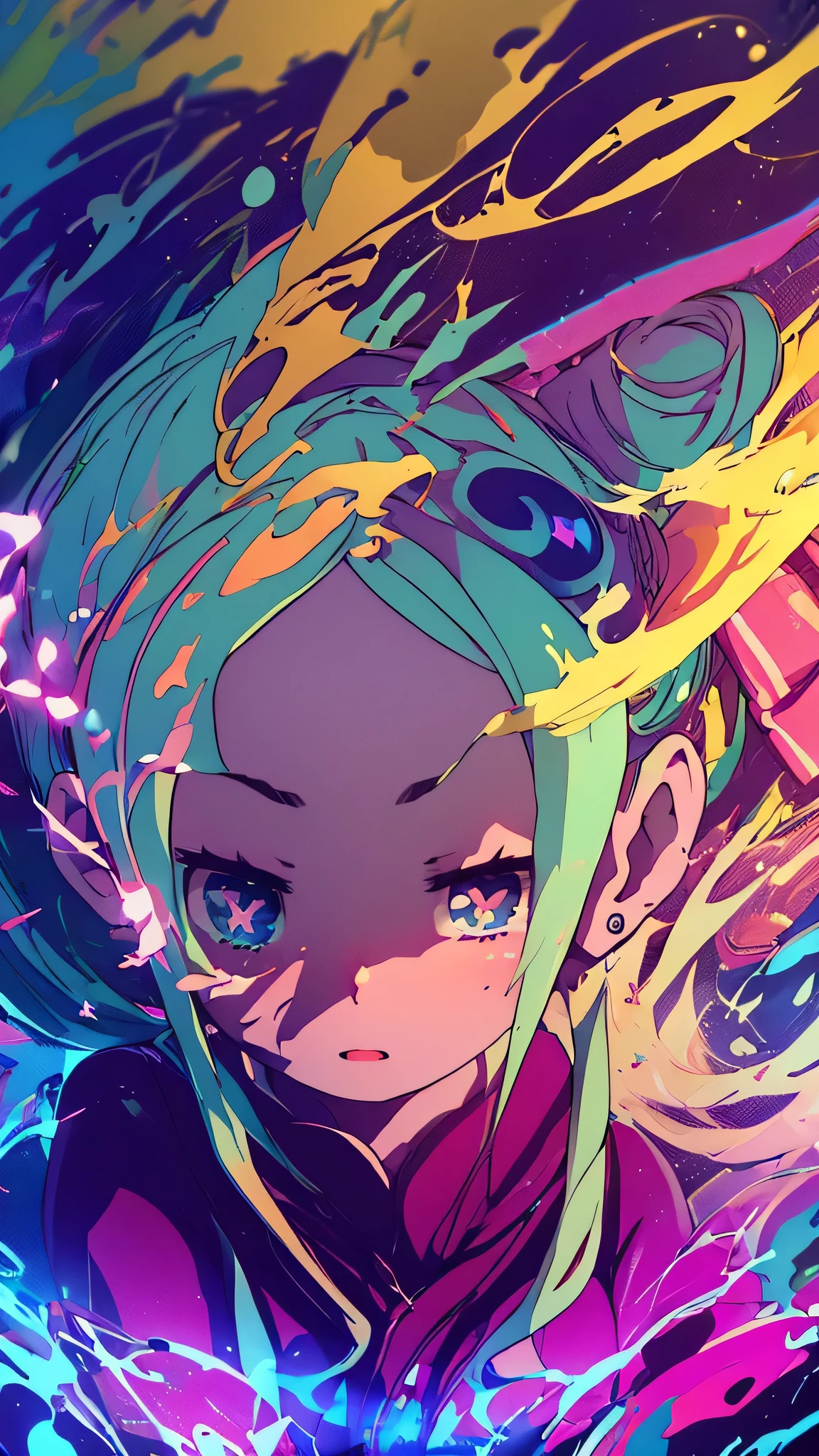 (best quality,4k,8k,highres,HDR:1.2), beatrice, ,ultra-detailed,psychedelic,light effects,uv,uv active,colourful,Goa party,women,lsd