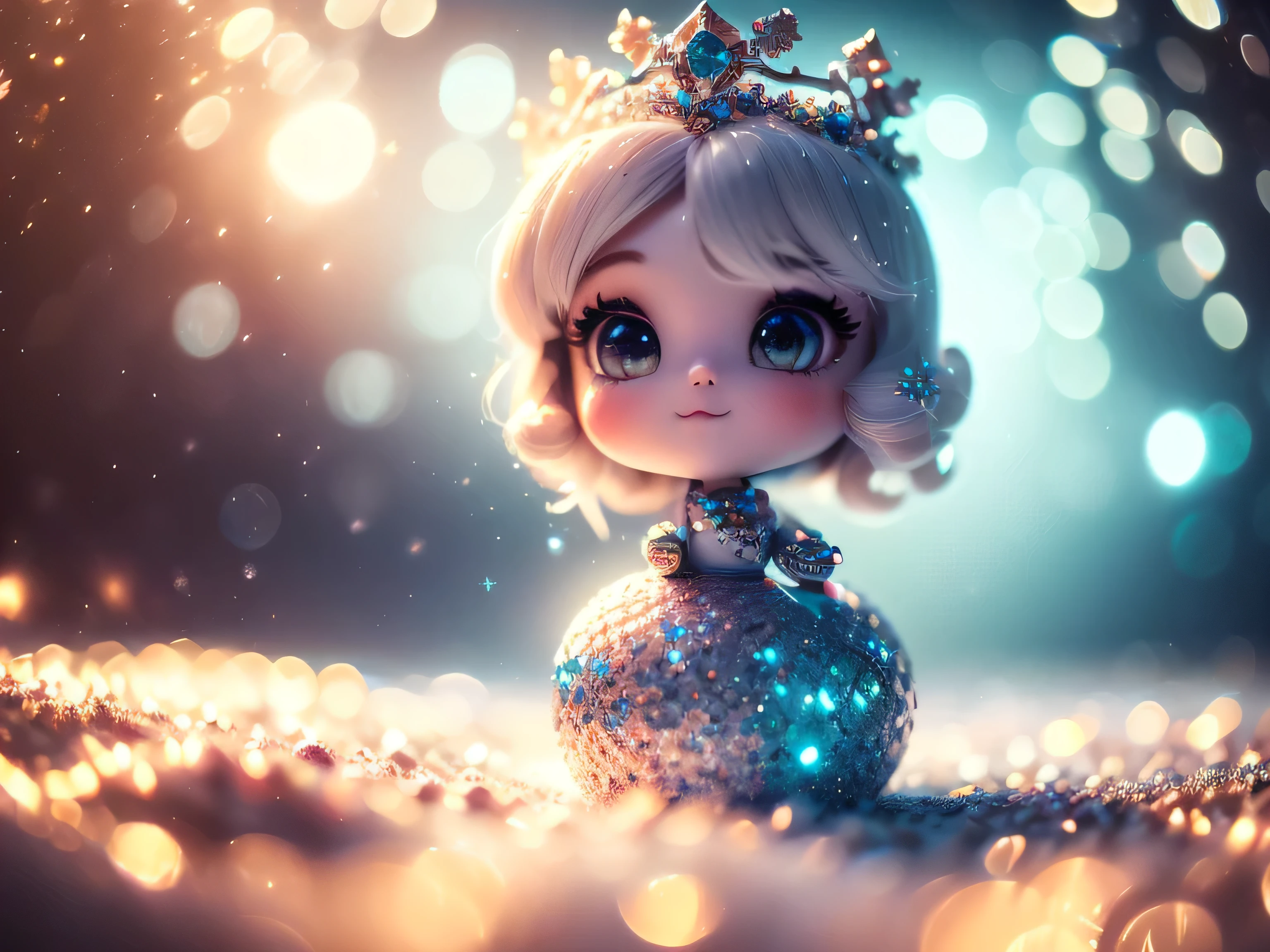 (Best Quality, Super Detail, Masterpiece, Representative Work, Official Art, Professional, Super Detail, 8k:1.3) (Photorealistic:1.2), Veru cute, incredibly cute snake queen made of pale white-gray-black shiny mica with round eyes, long eyelashes and a crown, on her head a crown of blue and white crystals, silver glitter, a snow garland of snowflakes, near a smart Christmas tree, winter, snow, snowflakes, smoky, airy, velvety pastel, highly detailed computer graphics, Tim Burton style. rhinestones, diamonds, rubies, sapphires, alexandrites, sparkling snow, snowfall, stars, frost, stardust, Natural Lighting, Soft Background, Photorealistic, Shining Eyes, Sharp Focus, Cute and Mischievous Look, Hint of Mischief, Dreamy Atmosphere, Delicate Details, Soft Volumetric Light, (Backlight:1.3), (Cinematic:1.2), Intricate Details, (ArtStation:1.3)