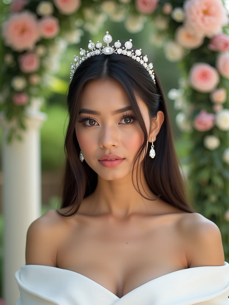 um magnifico colar de diamantes e ouro branco com uma linda esmeralda ao centro, Attention to Detail, o brilho e a beleza da joia, em um estojo de veludo vermelho, detalhes intrincados, the jewelry is very beautiful, slightly blurred cinematic background. --auto