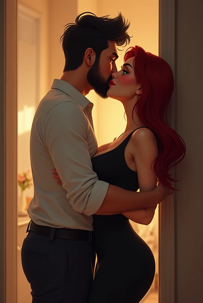 score_9, score_8_up, score_7_up, 1girl, 1boy, magnificent body, mischievous milkmaid has fun with her boyfriend in the barnyard, hugs with my legs, friendly sex