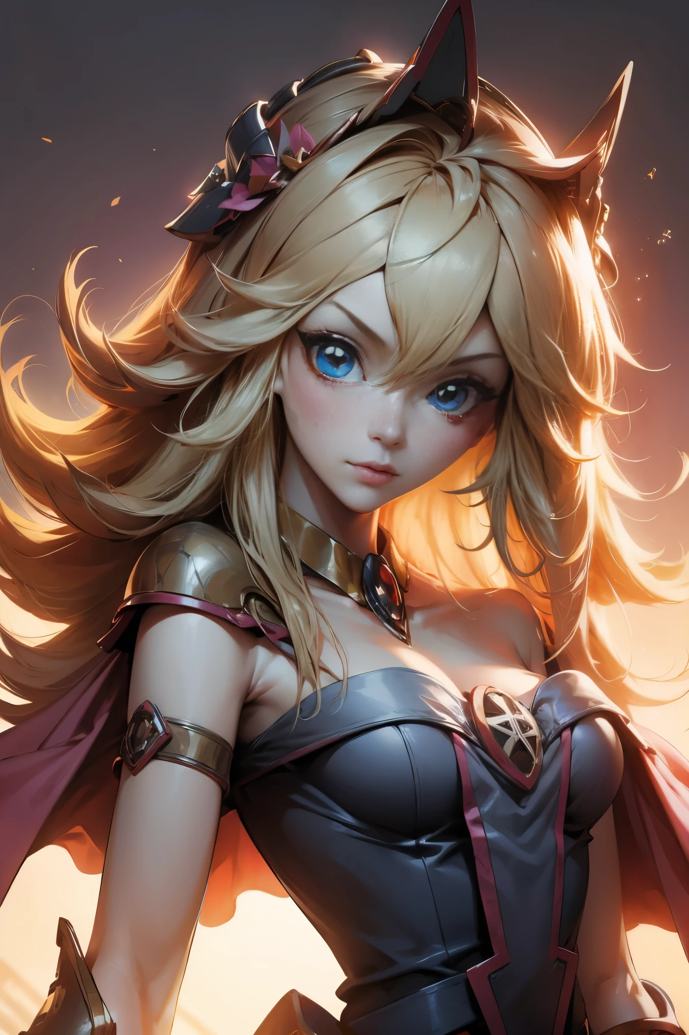 only, super good photo, Unreal Engine 5 8K UHD digital artistic portrait of a girl, Conceptual art, character concept design, wearing a tight, bright white dress with metallic details, golden crown, blue eyes, fantasy princess, metal glove, long blonde hair, The best quality, masterpiece, Super detailed, sharp focus, Subjective pose and sexy and innocent and