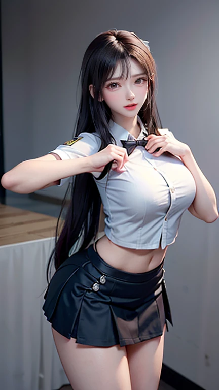 High school girl, long untied black hair, pendulous eyes, big tits, white panties, high legged --auto --s2
