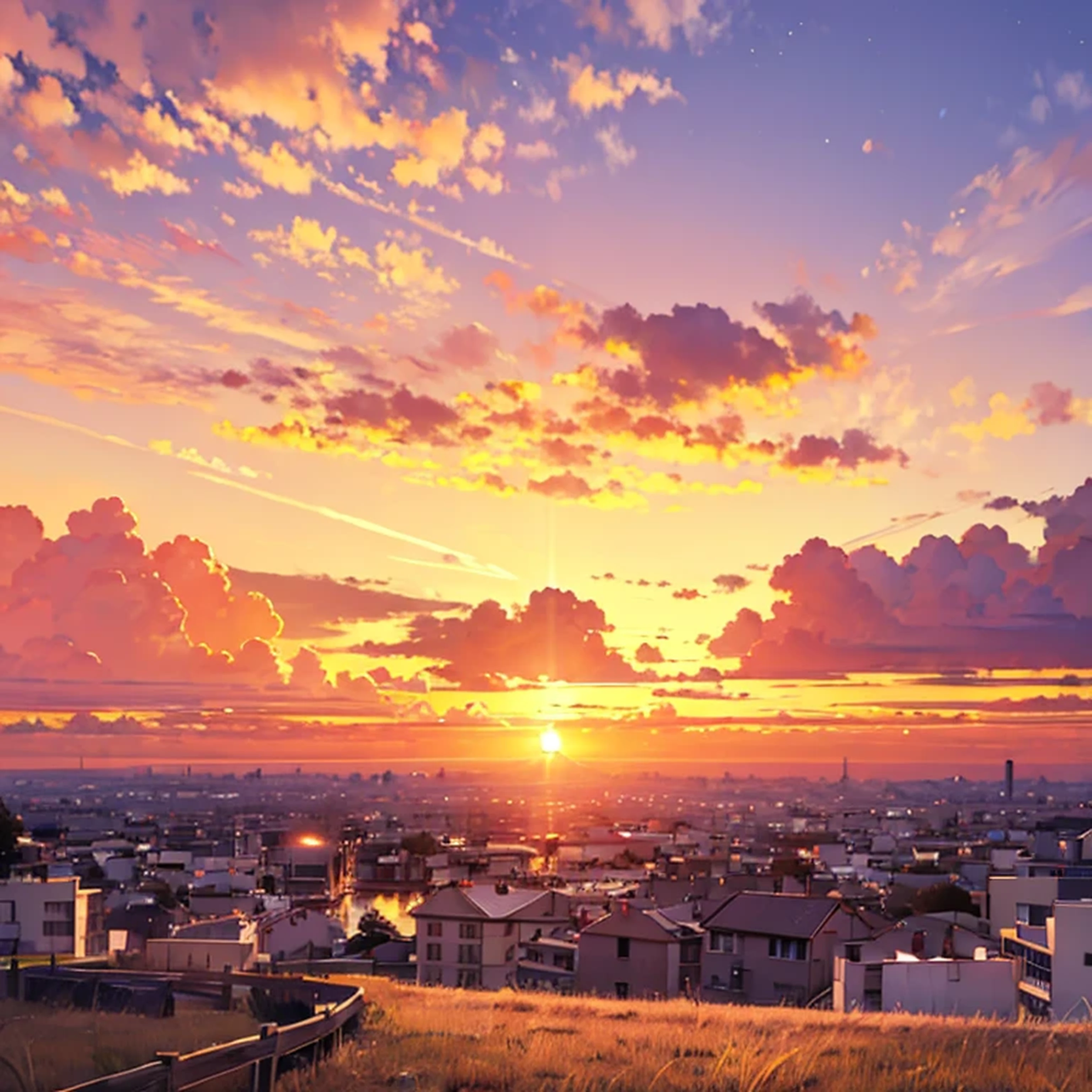 sky at sunset, orange sky