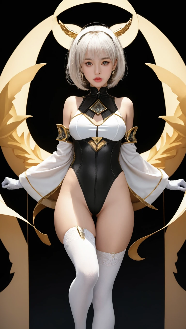 Masters of Animation, A perfect masterpiece, On a snow-white background、Cool outfits, Sexy and modern clothing、Sexy mature modern woman standing, Flowing golden hair, Spanish Curly Hair, Full Body Stand Posture, Thin legs, ((Large Breasts)), Detailed facial details, Natural and beautiful standing posture, Crisp and realistic body detail,(NSFW:0.8)