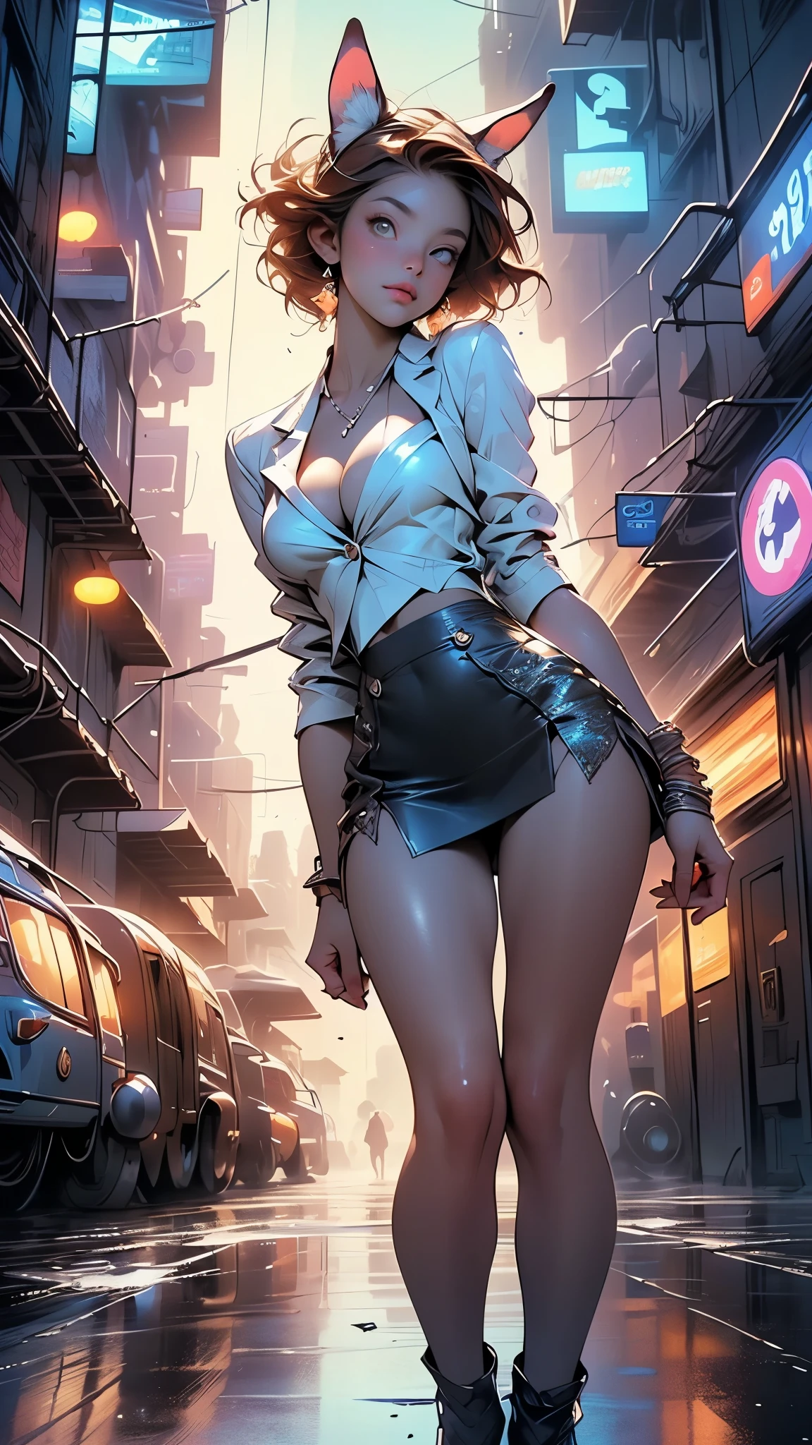 (Masterpiece, Best Quality), 8k Wallpaper, highly detailed, poster, vintage sci-fi film, 1960s, a magazine cover with sexy giant nurse towering over a tiny city, a portrait by Paul Kane, cinematic movie poster, perfect face, Platinum hair, Attack of the 50 foot woman, giant woman, tiny city, lines, abstract, mid century modern, movie poster, vintage, white nurse uniform, stiletto high heel shoes, tiny destroyed skyscrapers city, retrofuturism, pulp sci fi, pulp sci-fi, 60's pulp illustration, scifi pulp, pulp book cover art, pulp scifi, old retro pulp comic cover, pulp science fiction, pulp scifi illustration, vintage scifi, skyscrapers sized under her knee