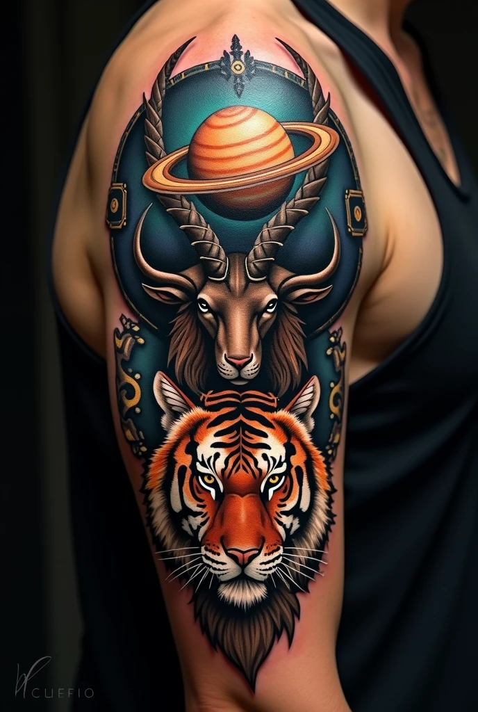 Line drawn fine detail Gemini tattoo with numerology, astrology, and astronomy references.