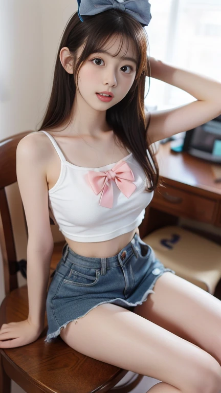 Cute Girls、high school girl、Pink camisole、See-through