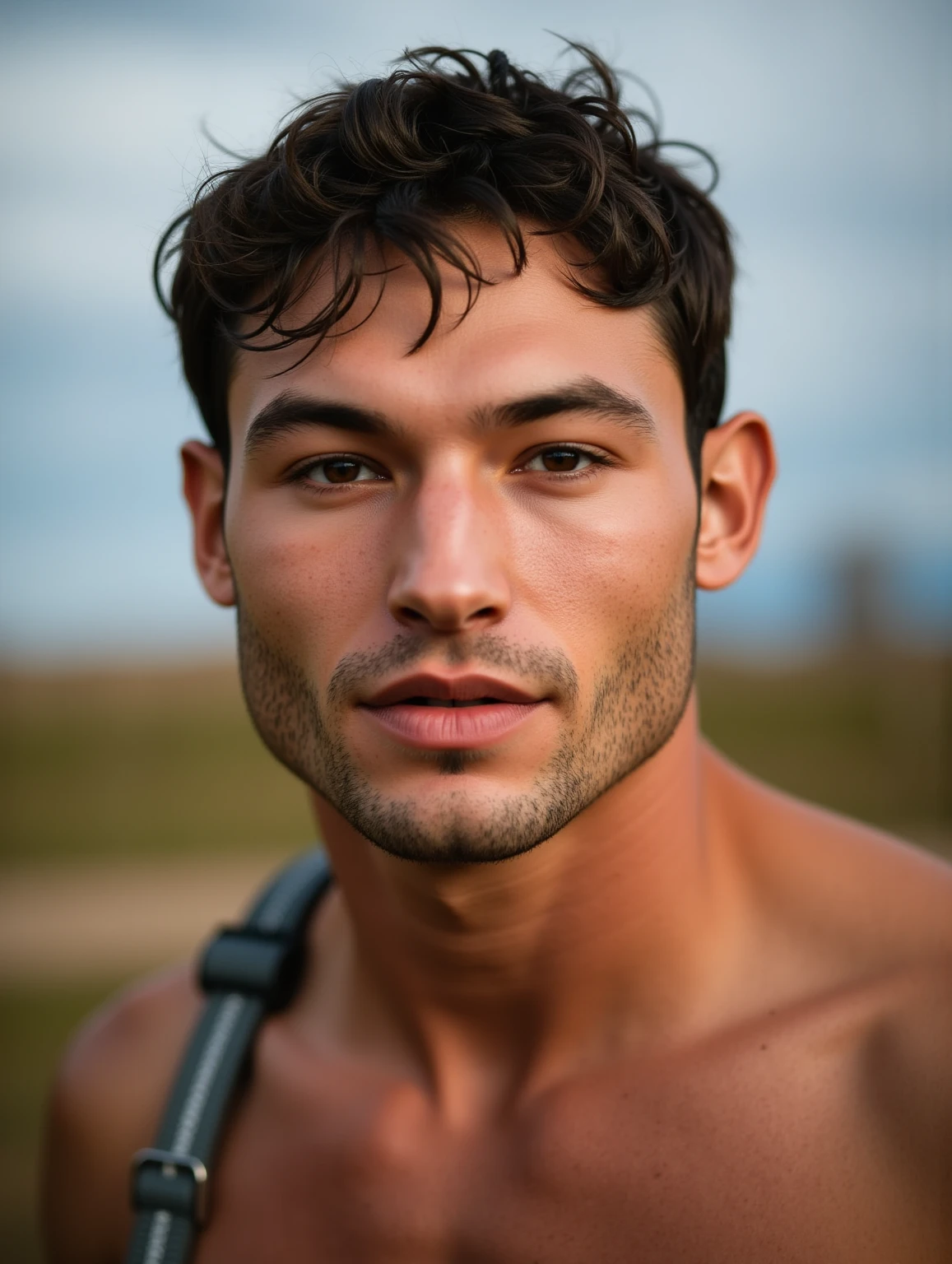 masterpiece, best quality, high resolution, closeup portrait, male focus, solo focus, A man, 60 years old, grey hair, in speedo, grey silver hair, messy hairstyle, cute and seductive face, old but attractive, bare chest, body hair, hairy armpits, facial hair, pale skin, sun freckles, roman nose, very skinny body, hairy legs, cute, white chest hair, very hairy chest, dimples, scruffy beard, very hairy armpits, bold jawline , sweaty, in the background a beach on a cloudy day, view from below, amazing composition, front view, HDR, ultra quality, elegant, highly detailed