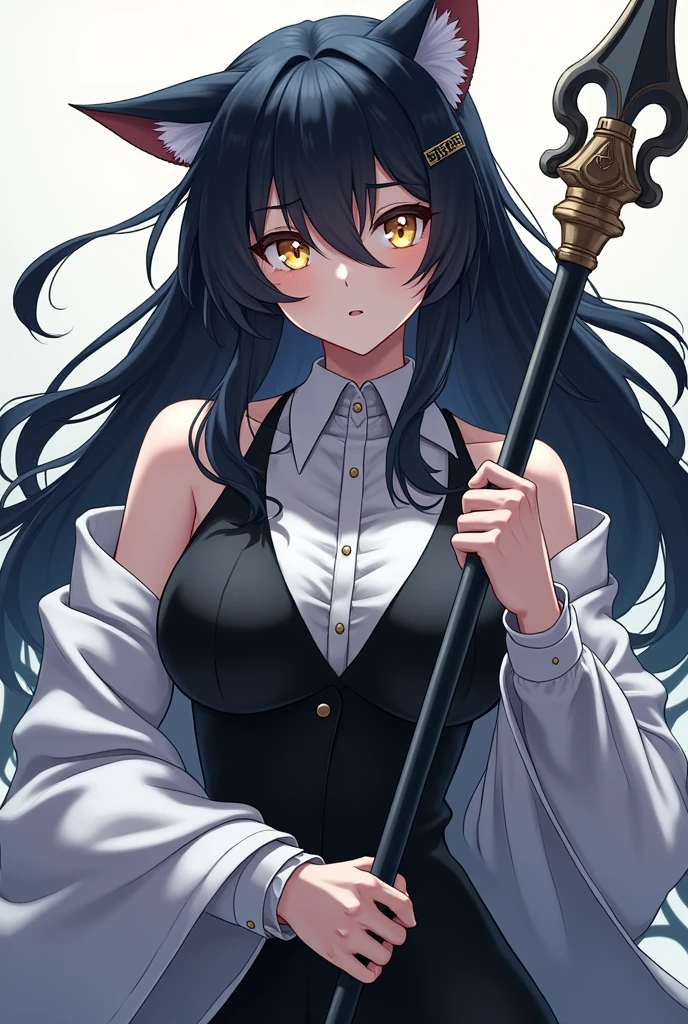 1 girl, masterpiece, (Shinobu Kojo) (best quality: 1.2), (Shinobu Koshu), multicolored hair, long sleeves, purple eyes, black jacket, high-waisted black pants, uniform, white haori, Japanese clothing, multiple butterflies, buttons, belt, lake, sunset, lens flare, perfect lighting, highest quality, hands behind the back, slender thighs, large breasts,