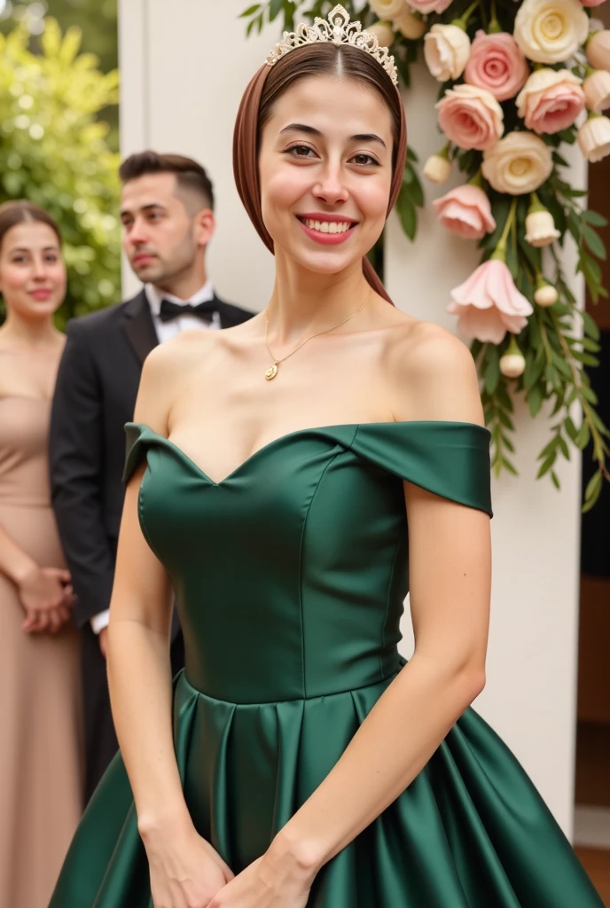 dianna livy standing close up, middle shot, upper body, young, makeup, naughty smile,
beautiful face, masterpiece, highres, realistic,
dress flower, green hair,
Medieval village and castle on hill
<lora:dianna_livy:0.9>