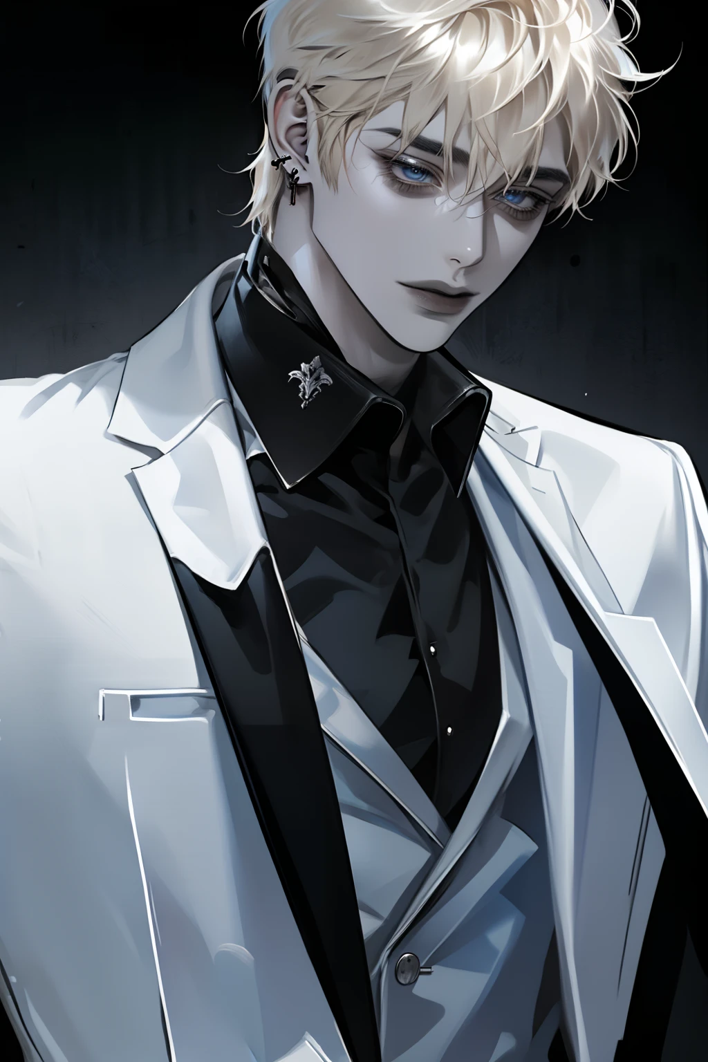Anime - style image of a man in a white suit and black tie - SeaArt AI