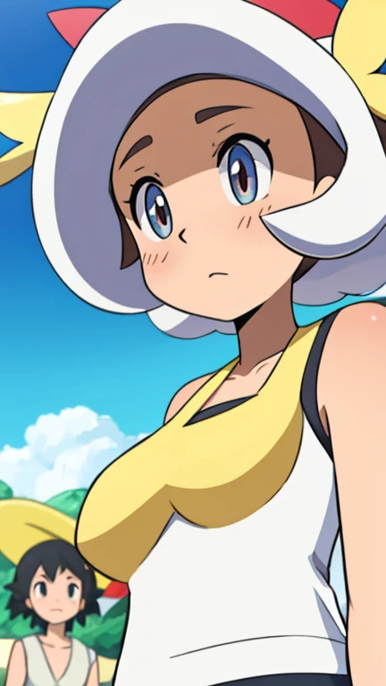 masterpiece,best quality,1girl,bonnie \(pokemon\),chibi,bonnie_pokemon,blonde hair,short hair,hair ornament,side ponytail,blue eyes,eyelashes,,1girl,masterpiece, expensive quality, very_expensive_solve, big_file size, full color,(completely nude:1.2),pussy,niplles,