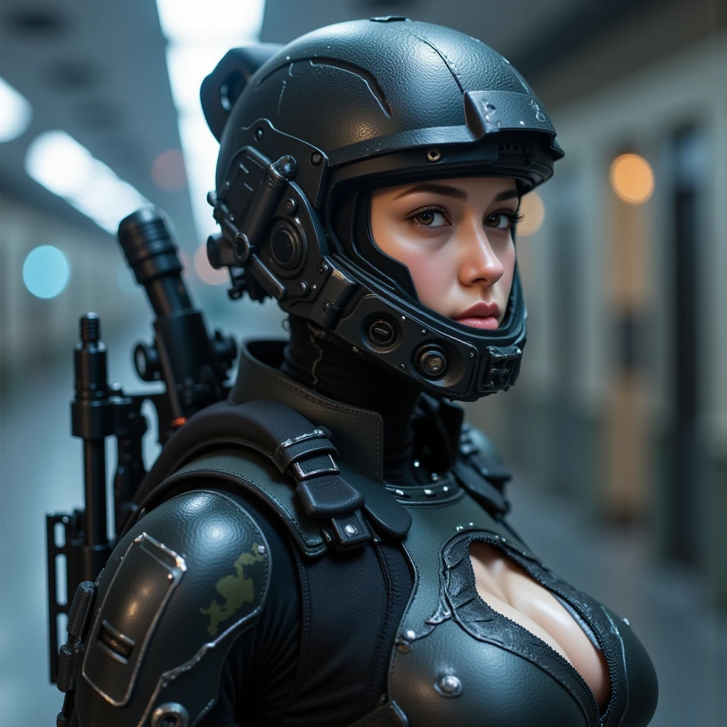 masterpiece,HDR,full body,8k,(ultra detail face eyes),ultra detail skin,dynamic_angle,<lora:detail_slider_v4:0.7>,female short hair,the intricate erotic bulletproof tactical outfit,[bulletproof mask],hyperrealistic,professional photography,location intricate atmospheric pripyat,Cinematic Lighting,great visual effects of the storm,