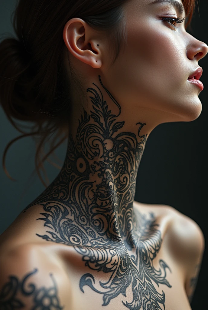 ((Best picture quality, 8K, tmasterpiece:1.3)),18yo girl,(Obscene lines,Breast lewd lines:2.0),Sex tattoos,super gigantic breasts,breast close-up