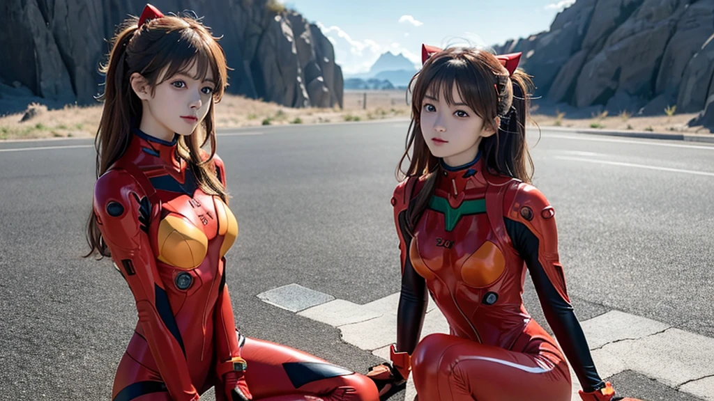 (masterpiece: 1.4, highest quality), (intricate details), unity 8k wallpaper, Super detailed, Beautiful and mysterious, detailed background, realistic, alone, Perfect detail face, detailed blue eyes, very detailed, blush, hair ornaments, chignon mahogany hair, (blonde hair), Plug suit 02,Shikinami Asuka Langley, Evangelion, Slender 15 year old girl, full body suit, black background, above the waist、lie down on a chair in the cockpit、sexy pose