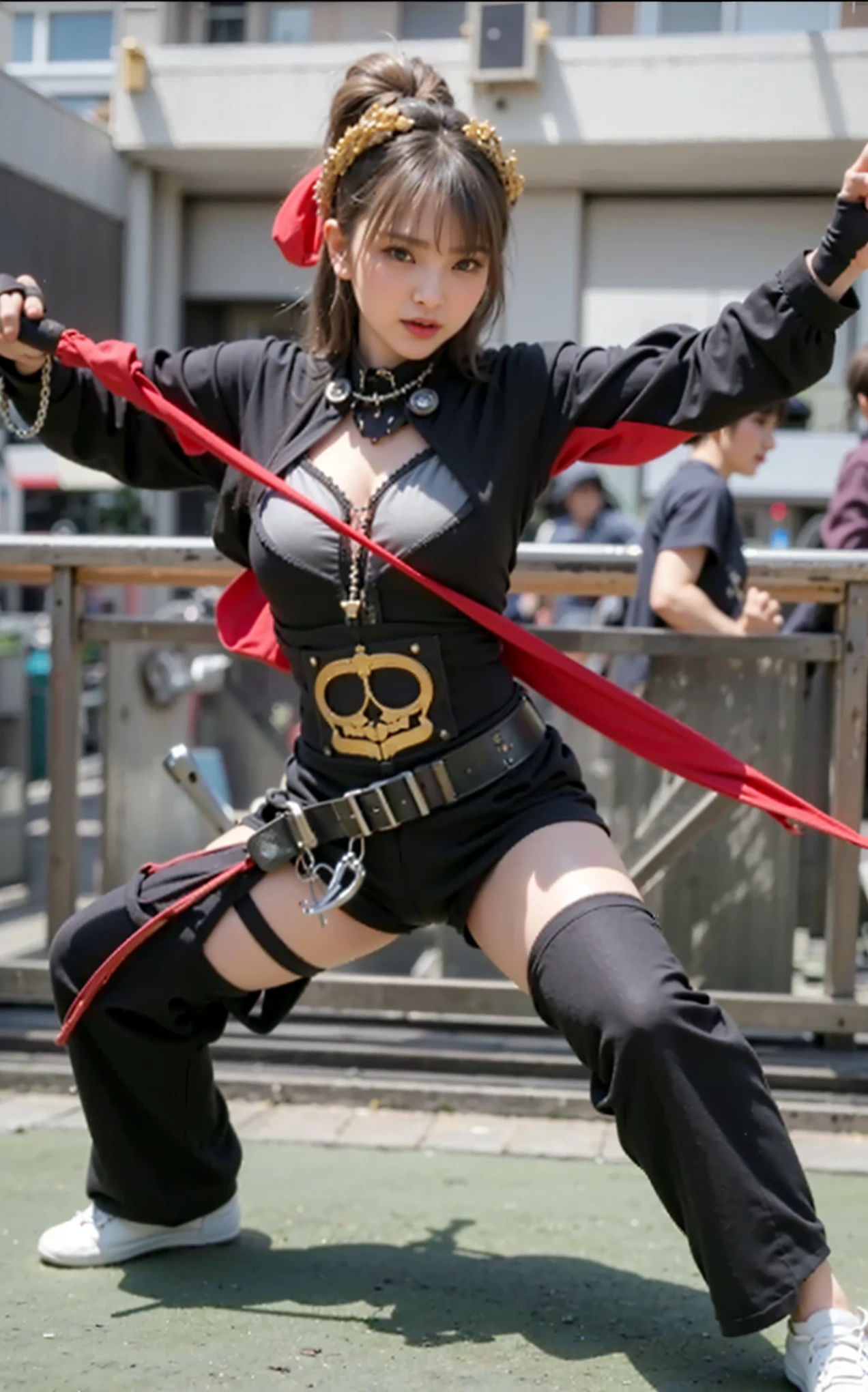 (Completely live action:1.37), (Amazingly realistic textures:1.37), (masterpiece, best quality:1.2), (8k uhd, 16k, 32k, ultra high res), amazingly realistic skin, amazingly realistic photo, superrealism, (photorealistic:1.37), (RAW photo), ultimately realistic, (ultimately realistic all details), (ultimately realistic all textures), super realistic lighting, super realistic shadow, (japanese girl:1.5), (realistic idol face), smiling, happy, super realistic face, ultimately realistic skin, ultimately realistic eyes, (mascara:1.35)ultimately realistic background, ultimately realistic detail up, (kkw-ph1:1.25), (Canon EOS R6, 85mm, 1/200s, f/5.6, ISO 1600), (tattoo), (mechanical armor:1.37), (blue eyes:1.2), (silver hair:1.3),