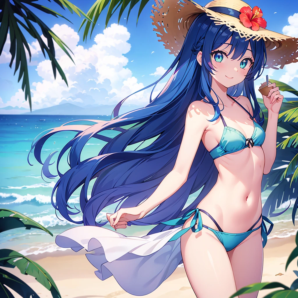 (masterpiece, top quality, best quality, official art, beautiful and aesthetic:1.2),extreme detailed,(fractal art:1.3), 1girl, solo, <lora:FH_CC_v2.7:0.8> , Fu Hua(CC), bikini, beach, sea, palm tree, night, star \(sky\), log cabin, moonlight,